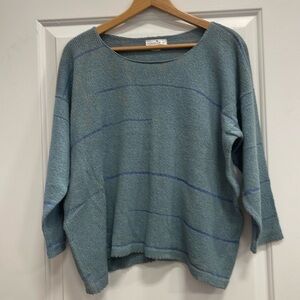 Knit sweater, size Medium, blue/blue stripe